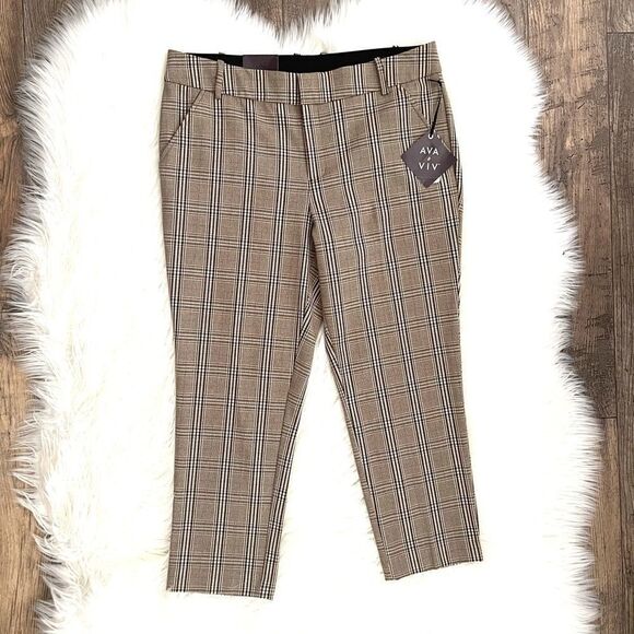 Ava & Viv Plaid Stretchy Comfy Pants - Picture 1 of 5